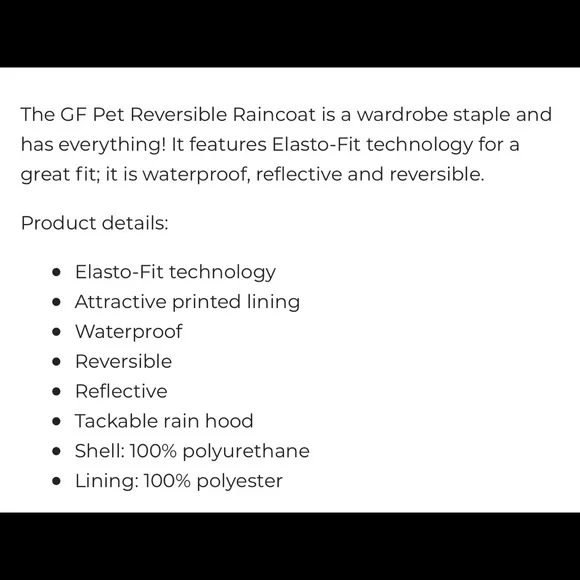 GF Pet Dog Raincoat Reversible Raincoat Green Plaid Size xL - Picture 5 of 9